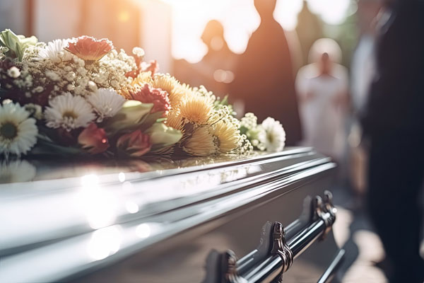 Image of coffin at funeral